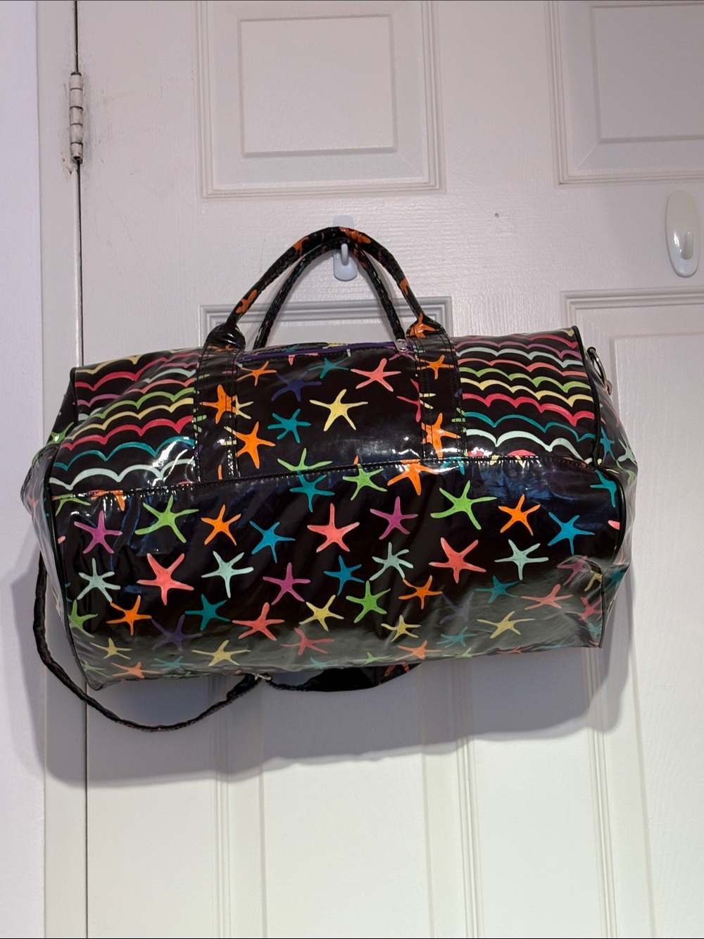 Tsumori Chisato Black Multicolor Starfish Print Travel Duffel